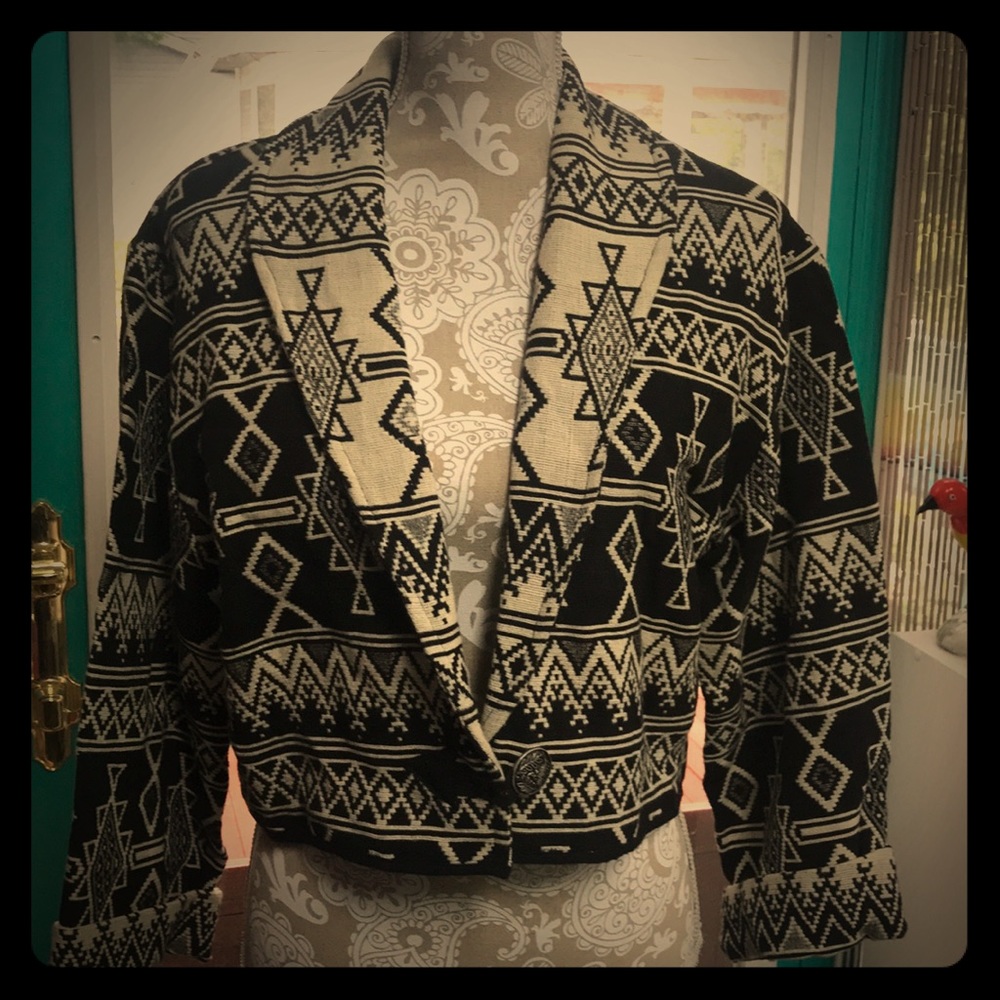 Aztec Print Reversible Crop Jacket - image 1